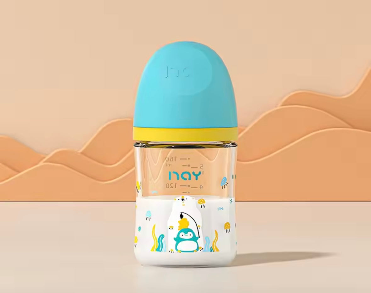 Glass Baby Bottles - Animal Themed with Lids