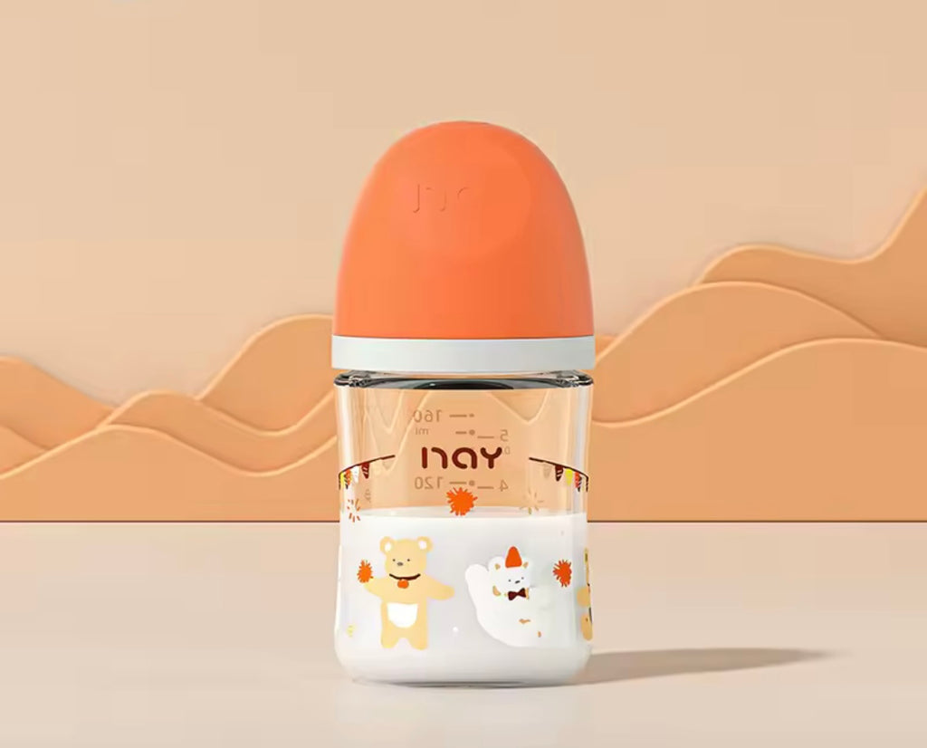 Glass Baby Bottles - Animal Themed with Lids